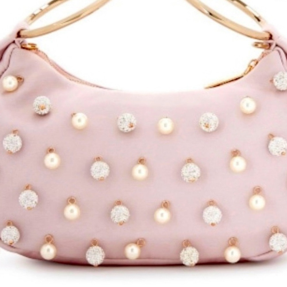 Kate Spade Madison rouge Collin’s pearl pave clutch with chain